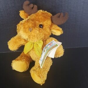 Vintage Commonwealth Brown Tinsel Fur Reindeer Plush 6" Stuffed Animal 2000